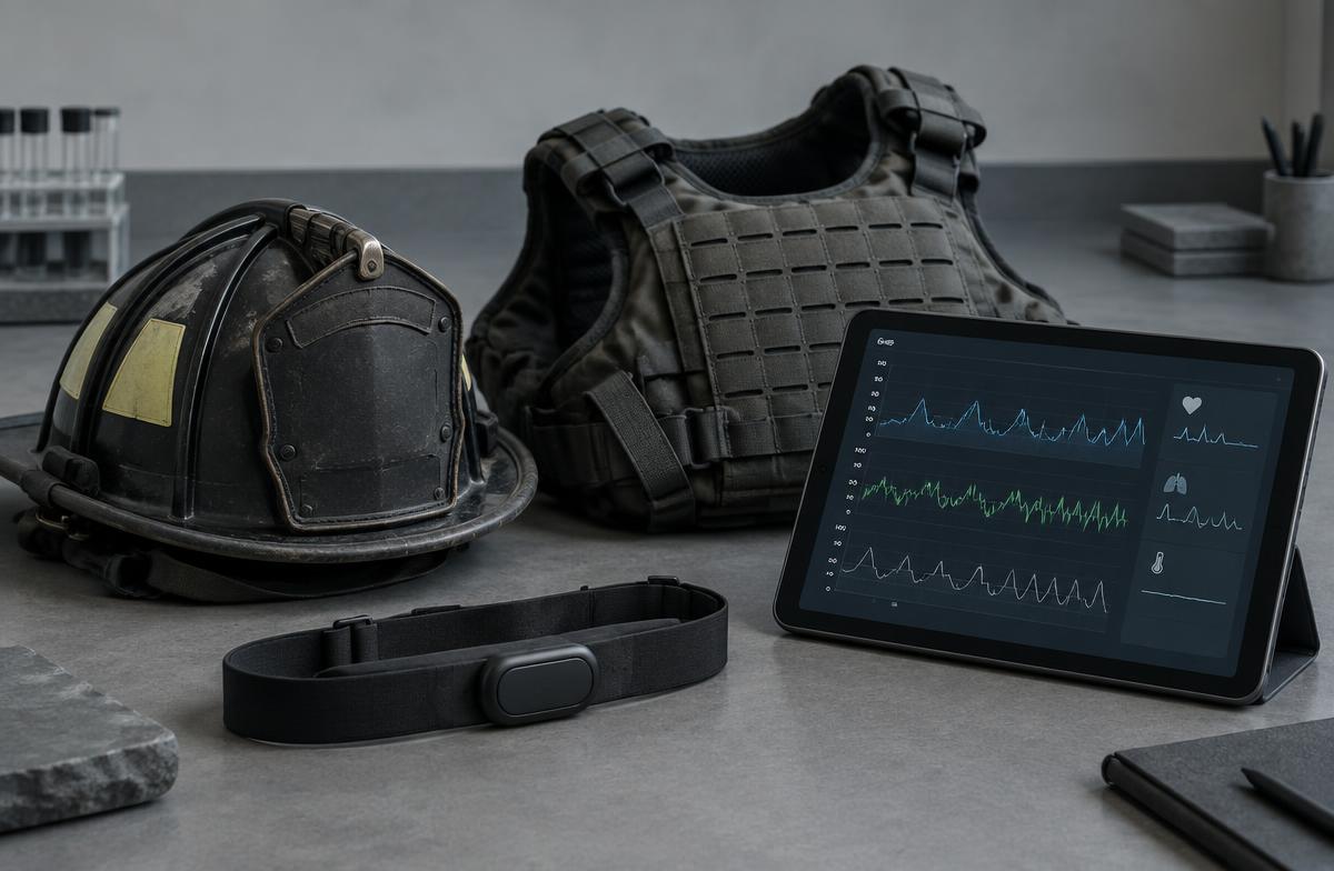 Protective equipment and a wearable heart-rate monitor beside physiological data